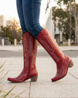 Willow | Women's Embroidered Knee High Boots – Western Block Heel