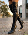 Zoe | Women's Stretch Knee High Boots – Pointed Stiletto Heel