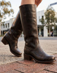 Chloe | Women's Leather Knee High Boots – Cowboy Block Heel