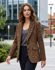 Layla | Velvet Leopard Print Women's Blazer