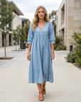 Ruby | Denim Dress with Elegant Lace Details
