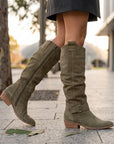 Mia | Women's Soft Leather Knee High Boots – Chic Slouch Style