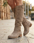 Grace | Women's Suede Knee High Boots – Slouch Casual Style