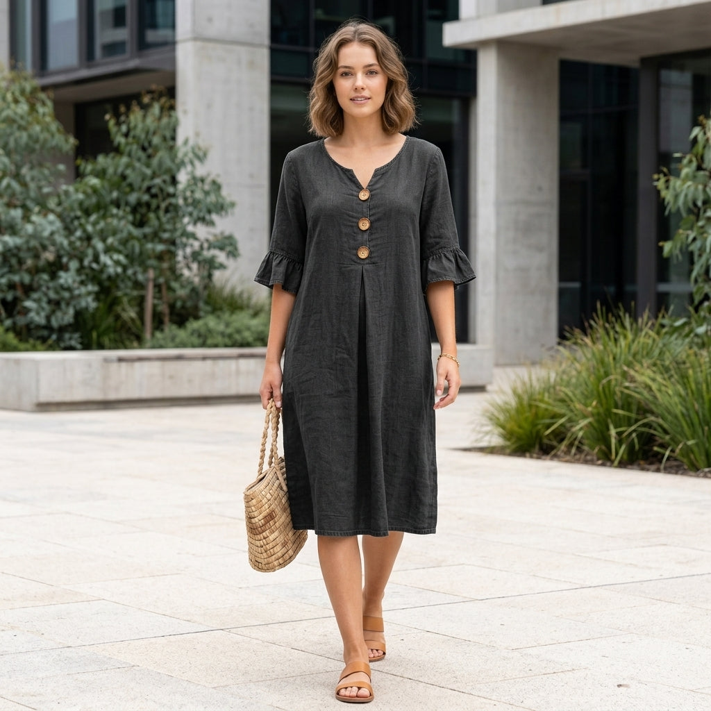 Harper Denim Dress – Flowy Summer Maxi