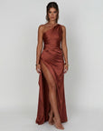 Scarlett | Ein-Schulter Satin Hochzeitsgastkleid