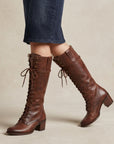 Ivy | Women's Vintage Knee High Boots – Lace-Up Riding Style