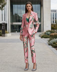 Erin | Floral Print Pink Women's Blazer