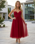 Ava | Chiffon Tulle Midi Wedding Guest Dress