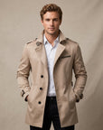 Oscar | Black Trench Men's Coat with Belted Waist