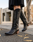 Willow | Women's Embroidered Knee High Boots – Western Block Heel