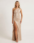 Scarlett | Ein-Schulter Satin Hochzeitsgastkleid