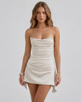 Alice | Cocktail Dress in Satin with Strapless Pleated Design