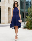 Ivy | Burgundy Halter Midi Cocktail Dress