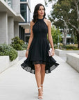 Ivy | Burgundy Halter Midi Cocktail Dress