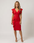 Frankie | Cocktailkleid mit langen Ärmeln und Rüschendetails
