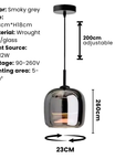 Modern Pendant Light - Chic Smoky Grey Glass Design for Elegance 3