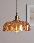 Vintage Glass Pendant Light - Retro Floral Design for Elegant Ambiance 1