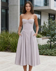 Grace | V-Ausschnitt Korsett Maxi Kleid für Hochzeitsgäste