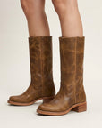 Thelma | Women's Brown Leather Knee High Boots – Block Heel Autumn Style