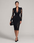 Tessa | Women's Blazer & Lace Sleeve Midi Cocktail Dress
