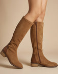 Sienna | Women's Suede Knee High Boots – Elegant Block Heel