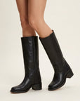 Chloe | Women's Leather Knee High Boots – Cowboy Block Heel