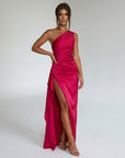 Scarlett | Ein-Schulter Satin Hochzeitsgastkleid