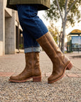 Thelma | Women's Brown Leather Knee High Boots – Block Heel Autumn Style