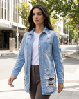 Bronwyn | Distressed Finish Women’s Denim Jacket for Urban Wear