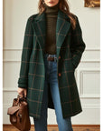 Women's Brown Check Coat Checked | Double-Breasted Coat - Image 1