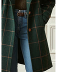 Women's Brown Check Coat Checked | Double-Breasted Coat - Image 6