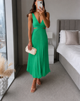 Women's Homecoming Dress Halter Pleated Maxi | Evening Dress
