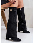 Women's Western Boots Black Heeled Knee High | Footwear - Image 3