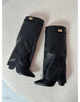 Women's Western Boots Black Heeled Knee High | Footwear - Image 4