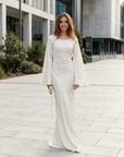 Ella | Satin Long Sleeve Maxi Wedding Guest Dress