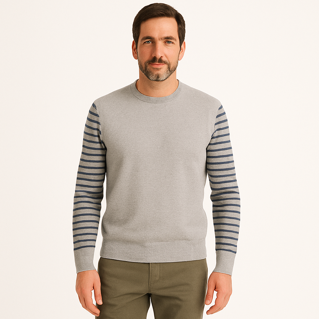 Ryan - Spring Sweater With Striped Sleeves