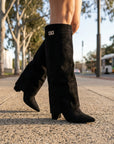 Charlotte | Women's Leather Knee High Boots – Pointed Block Heel
