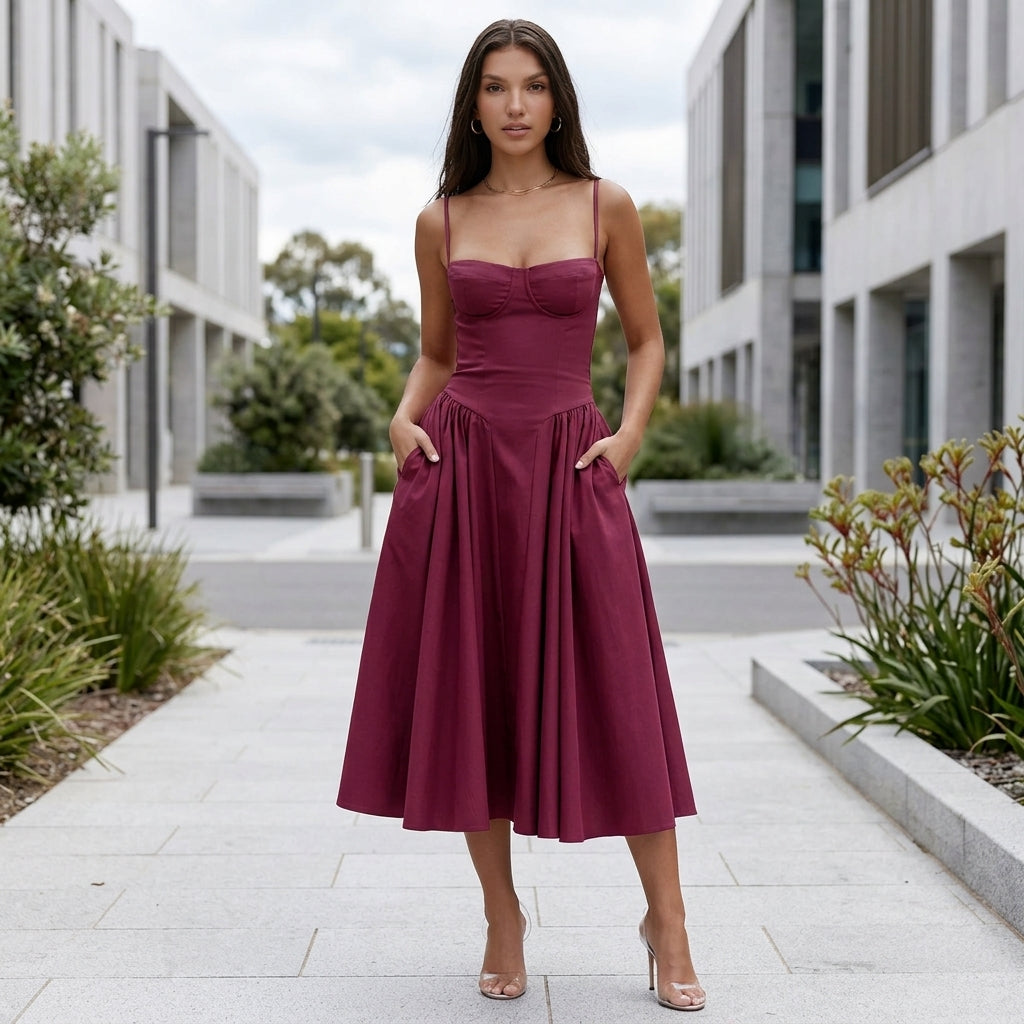 Grace | V-Neck Corset Maxi Wedding Guest Dress