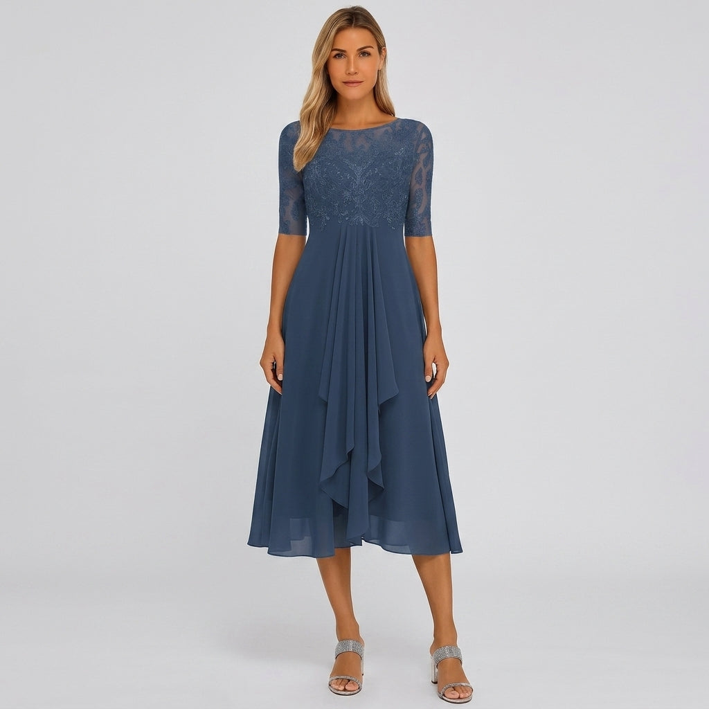 Chloe | Lace &amp; Chiffon A-Line Wedding Guest Dress