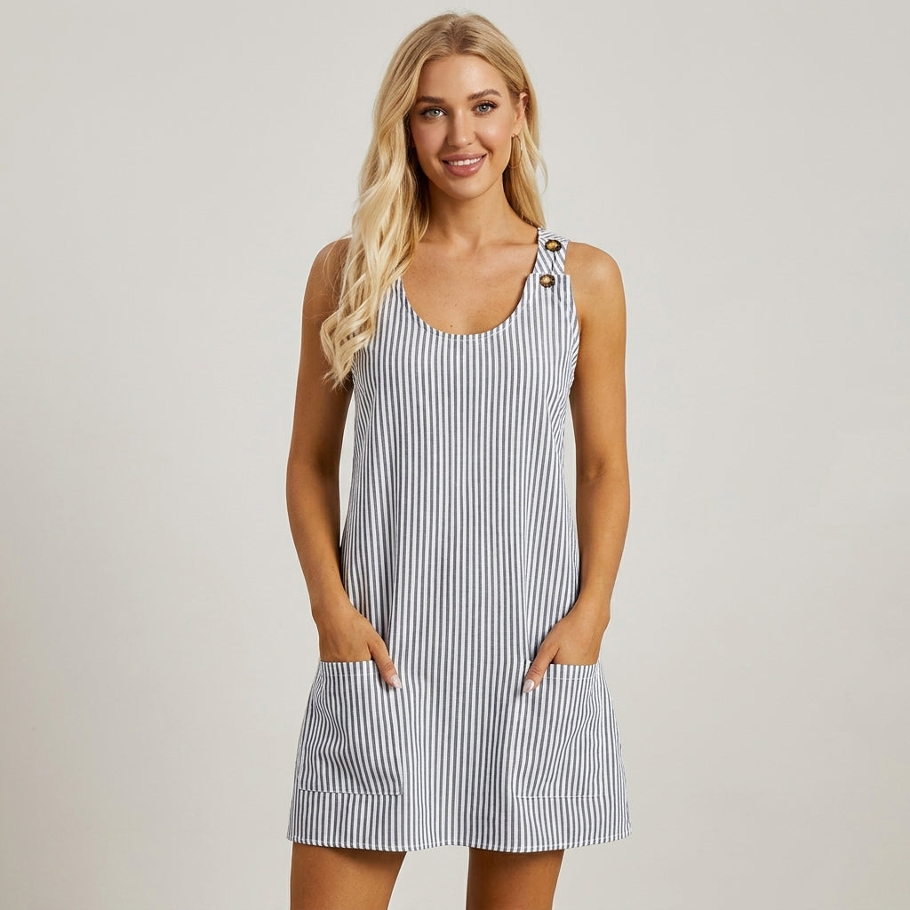 Evangeline | Women's Striped Summer Dress with Pockets