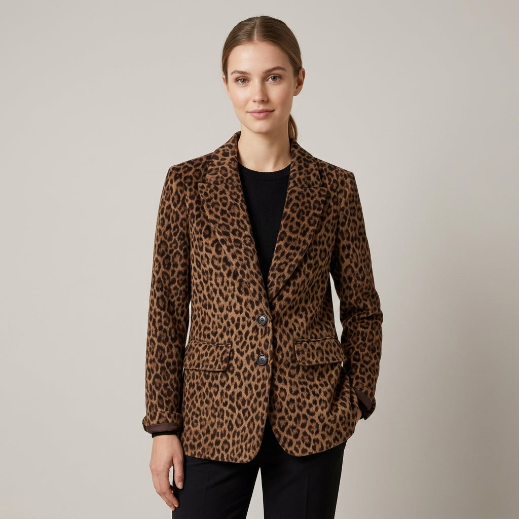 Layla | Velvet Leopard Print Women's Blazer