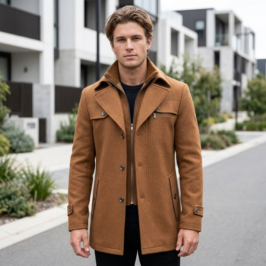 Lachlan | Wool Trench Men's Coat for Stylish Warmth
