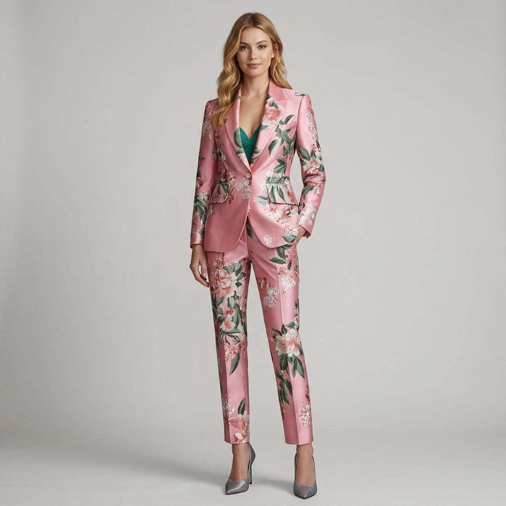 Erin | Floral Print Pink Women's Blazer
