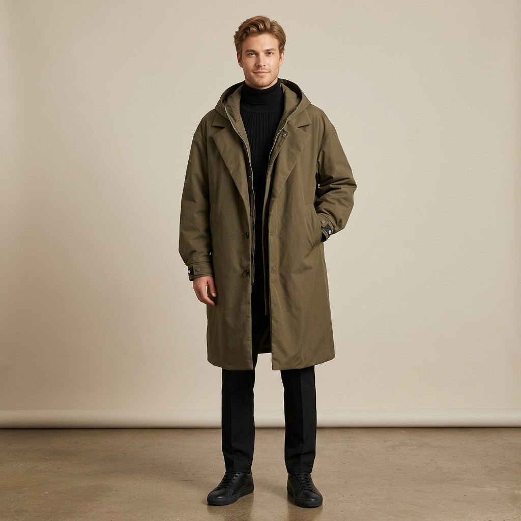 Leo | Men's Coat with Hooded Overcoat Design