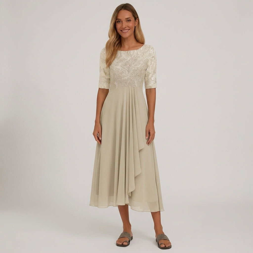 Chloe | Lace &amp; Chiffon A-Line Wedding Guest Dress