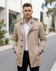 Oscar | Black Trench Men's Coat with Belted Waist
