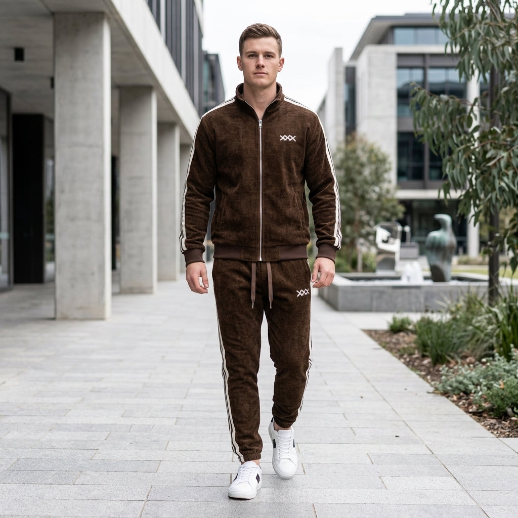 Beau | Men's Tracksuit – Soft Corduroy Zip-Up Jacket &amp; Matching Pants