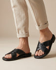 Cooper | Men's Sandals – Leather Cross-Band Comfort