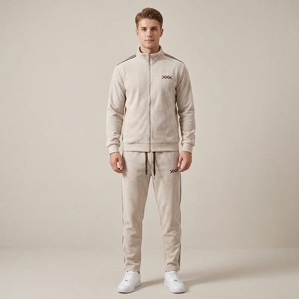 Beau | Men's Tracksuit – Soft Corduroy Zip-Up Jacket &amp; Matching Pants