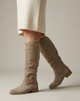 Grace | Women's Suede Knee High Boots – Slouch Casual Style